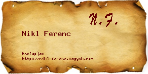 Nikl Ferenc névjegykártya